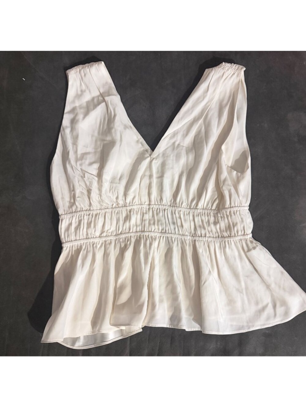 Banana Republic Silk Sleeveless Peplum Top In Ivory Size Large NWT